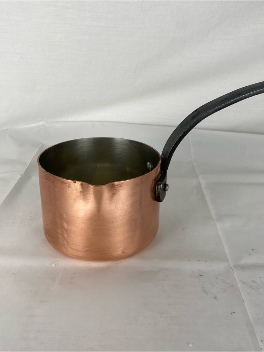 Vintage Baumalu France Copper Saucepan Pot Iron Handle French Cookware
